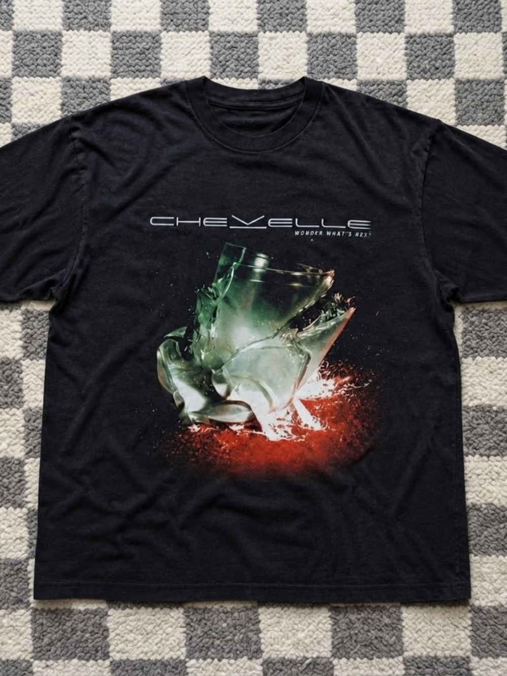 Gildan Black Chevelle 'Wonder What's Next' Graphic Tee with Green & Red Print
